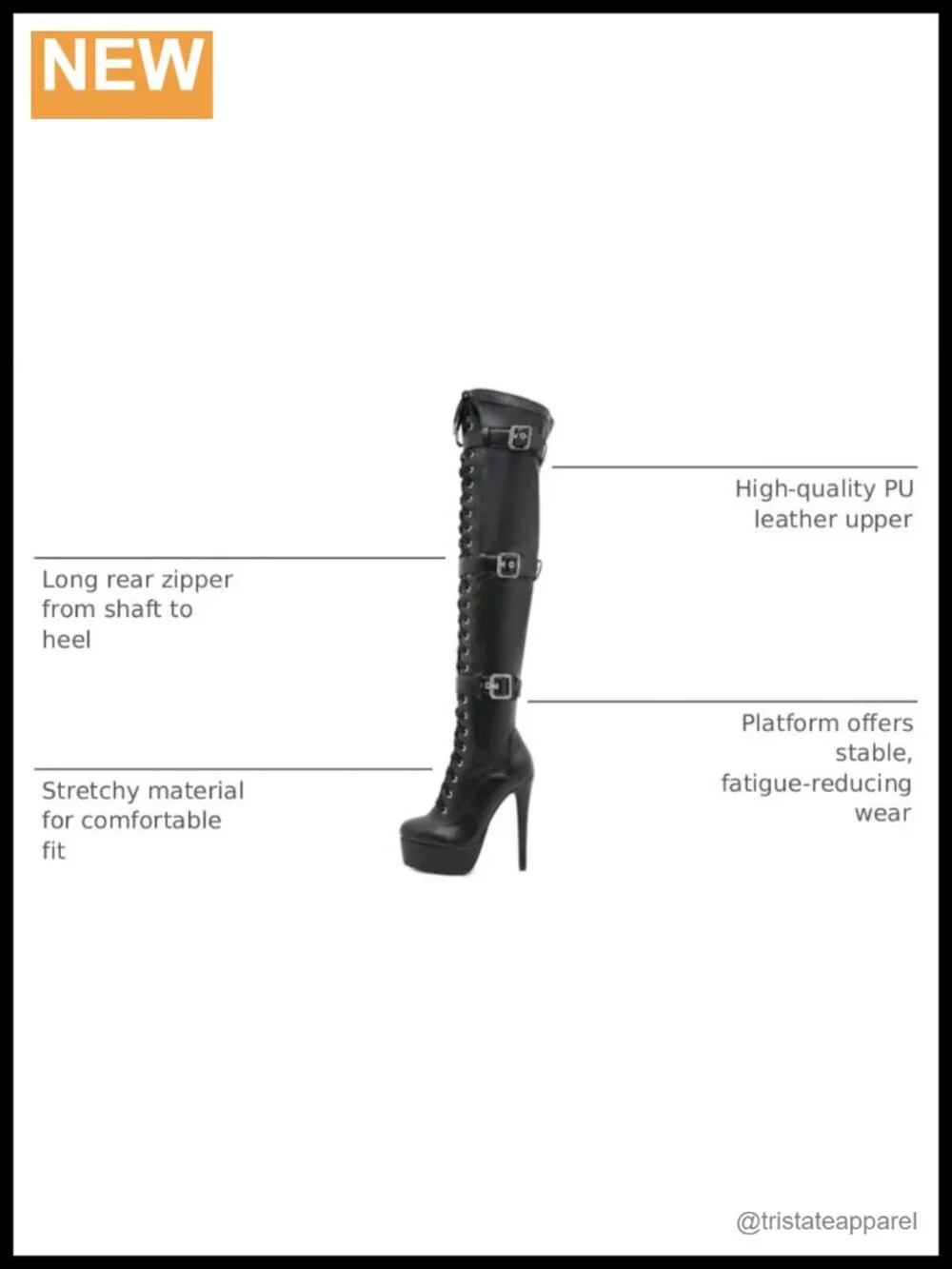 Women's Over the Knee Platform Boots High Heel PU Leather Stretch Zip